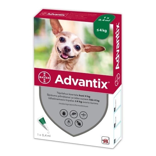 Advantix pretblusu pilieni suņiem līdz 4 kg 40/200 mg N1